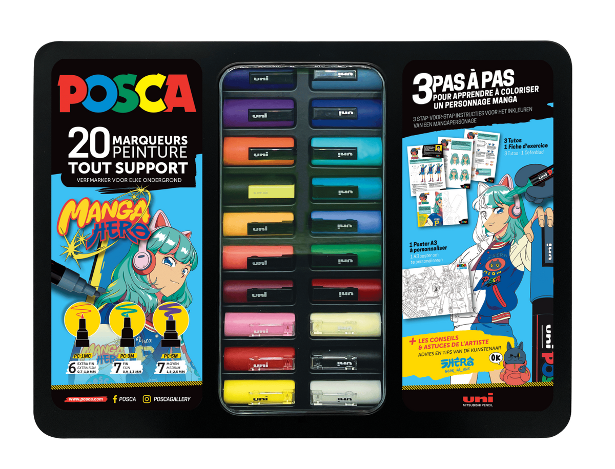 POSCA - Mallette de 20 marqueurs - Manga
