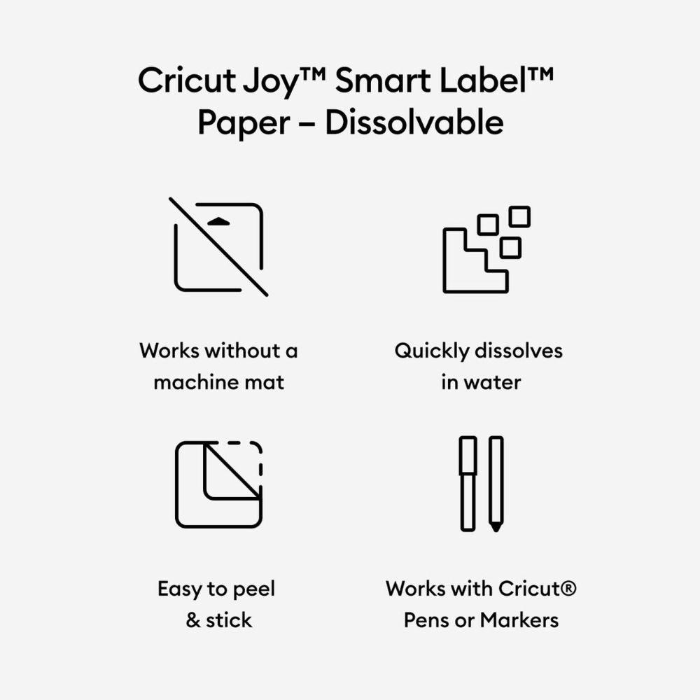 Cricut - Joy - Papier Autocollant Soluble - Blanc - 14 x 90 cm