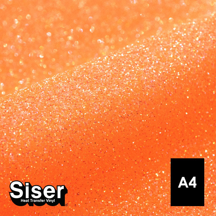 Siser - Glitter Flex - Feuille A4 Thermocollant - (G0023) Orange Fluo Pailleté - 20 x 30 cm