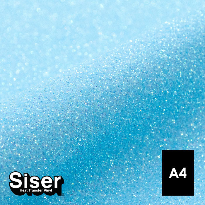 Siser - Glitter Flex - Feuille A4 Thermocollant - (G0027) Bleu Fluo Pailleté - 20 x 30 cm