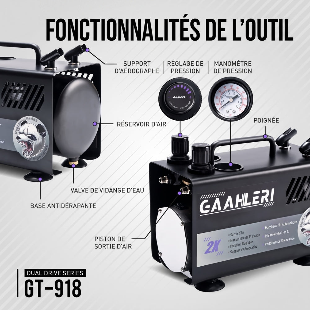 Gaahleri - GT-918 - Compresseur d'Air pour Aérographe (Air Compressor)