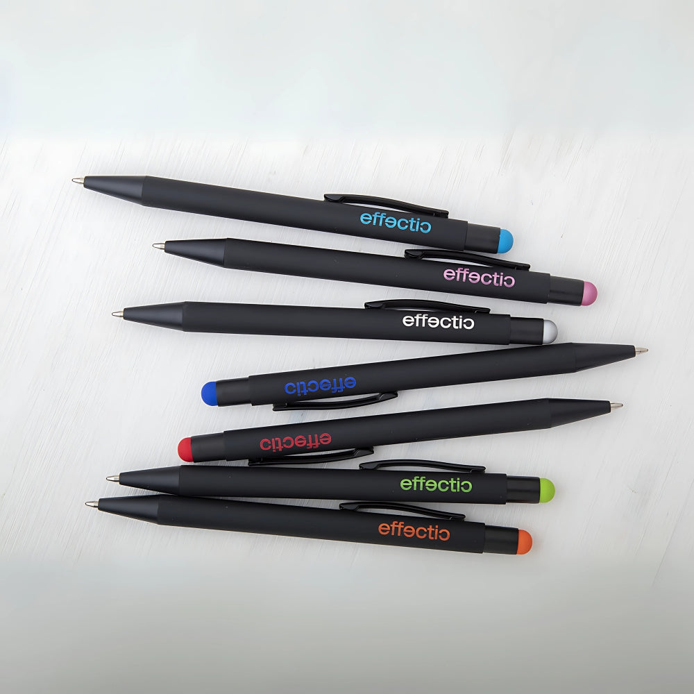 MissKraft - 5 Stylos à bille à graver Pearly Noir embout Vert Clair