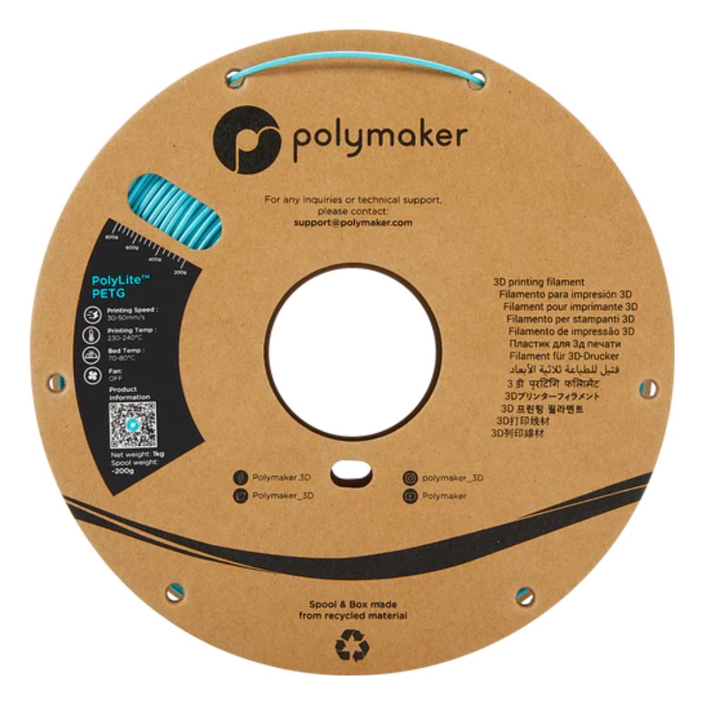 Polymaker - PolyLite PETG - Bleu sarcelle (teal) - 1,75 mm - 1 kg