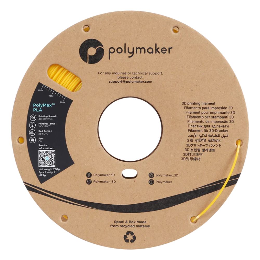 Polymaker - PolyMax Tough PLA - Jaune (yellow) - 1,75 mm - 750 g
