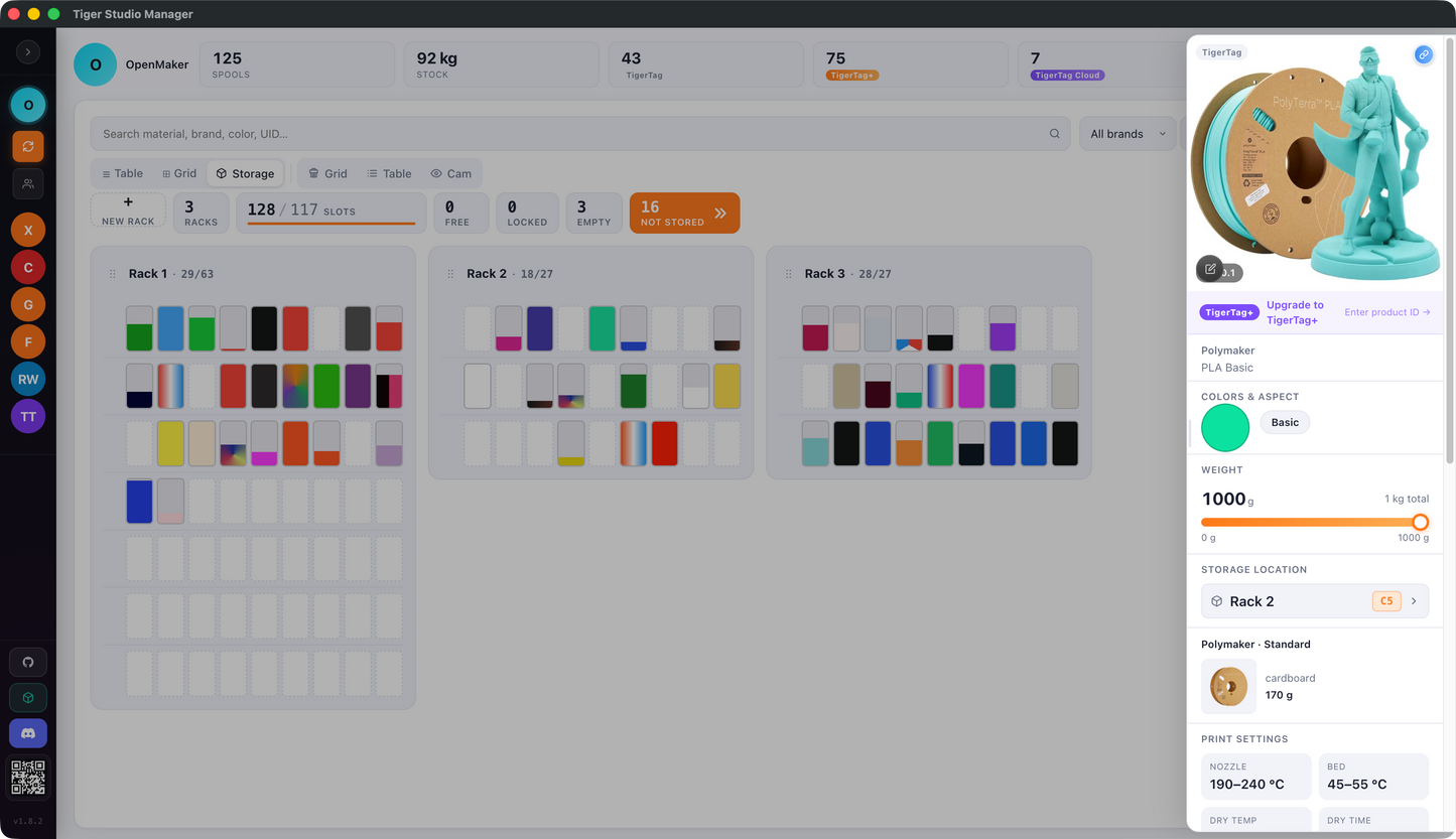 Tiger Studio - Smart Filaments & Printer Manager pour Windows