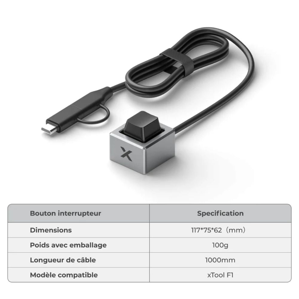 xTool - F1 Ultra - Bouton Interrupteur - caractéristiques