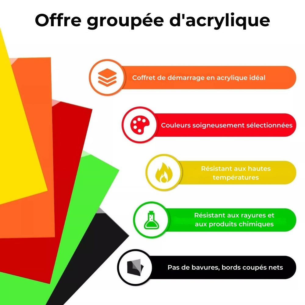 xTool - Kit d'essai de plaques en acrylique - 3 mm - 10 pcs