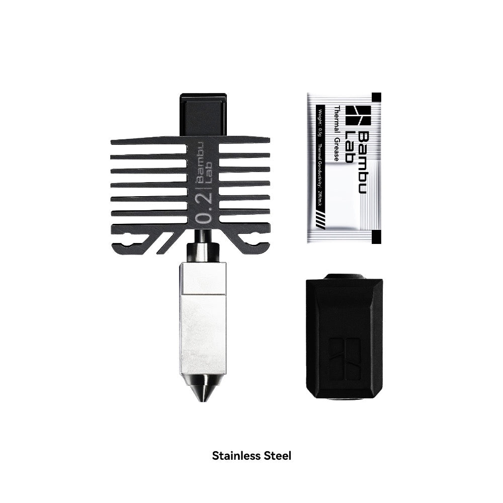 Bambu Lab - Série P1/série X1 - Tête d'Extrusion avec Buse Acier 0,2 mm (Hotend)