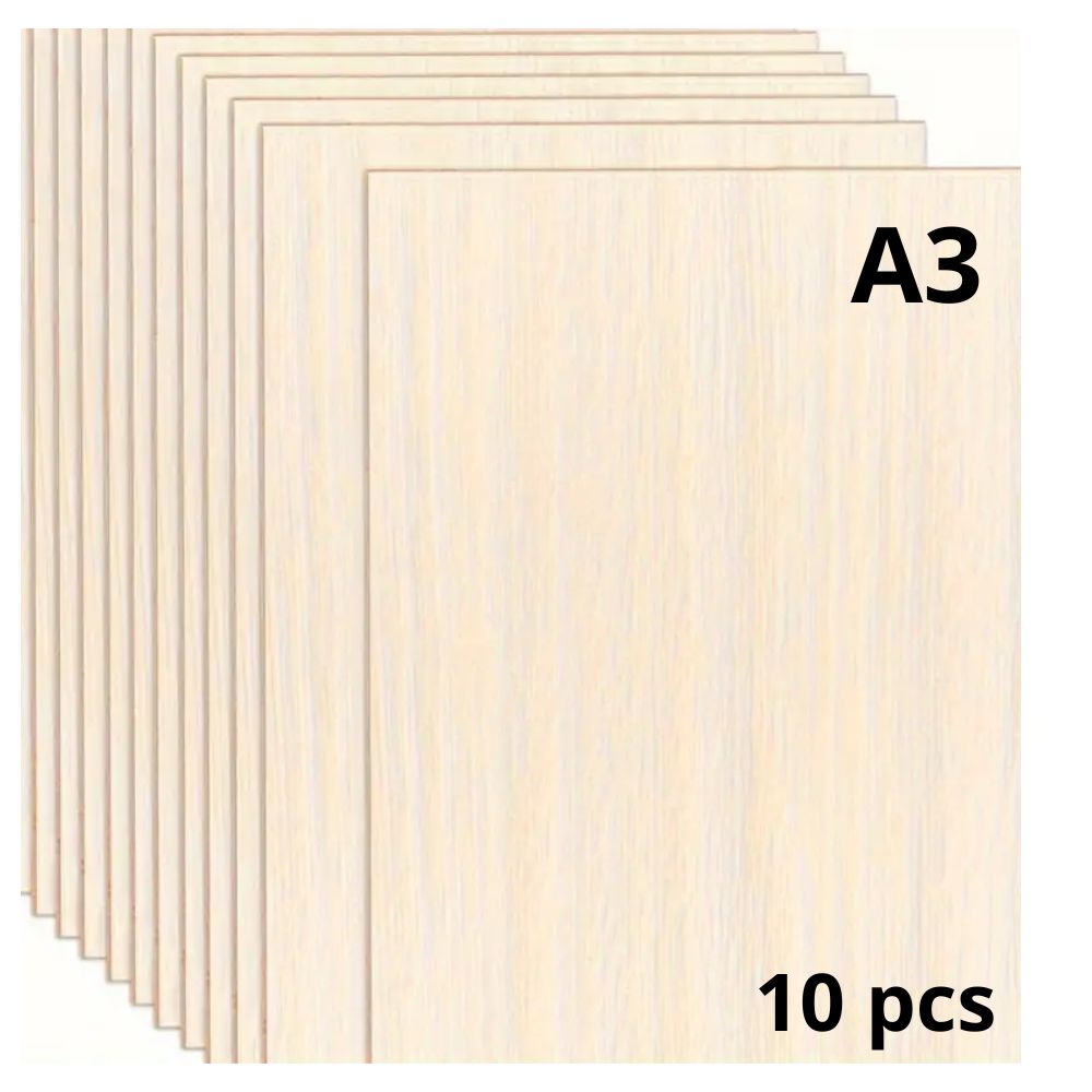 10 feuilles de contrepalqué bois 3 mm en A3