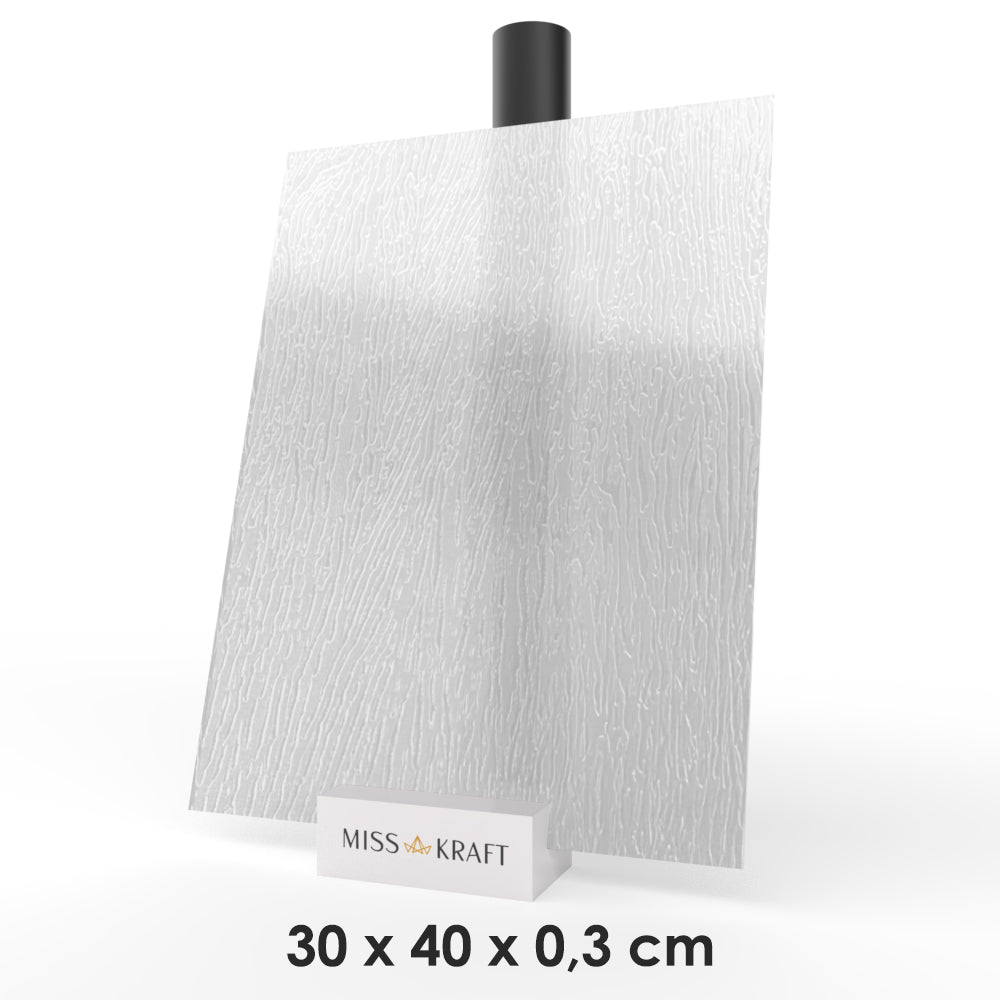MissKraft - Plexiglass PMMA Acrylique - Transparent Texturé Ecorce Bois - 30 x 40 cm - Ep 3 mm