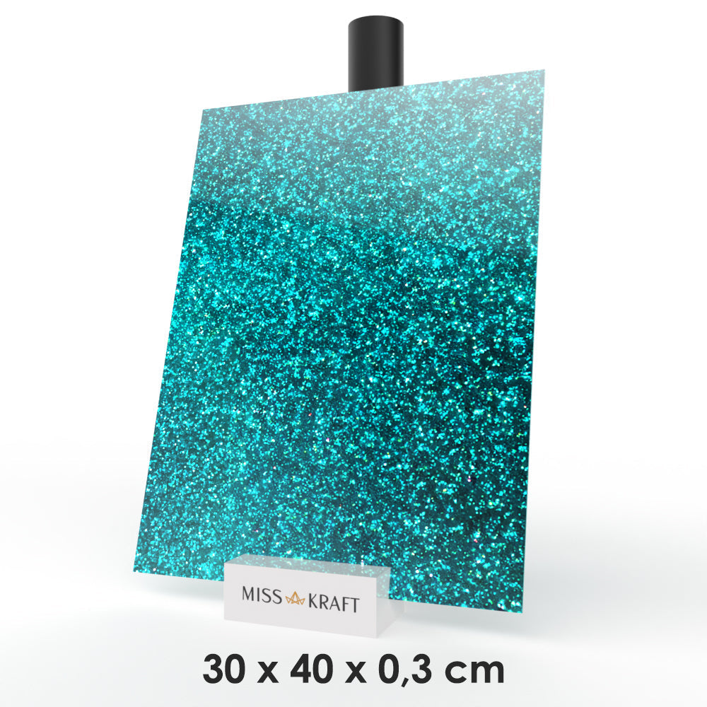 Plaque acrylique MissKraft - Glitter Cyan