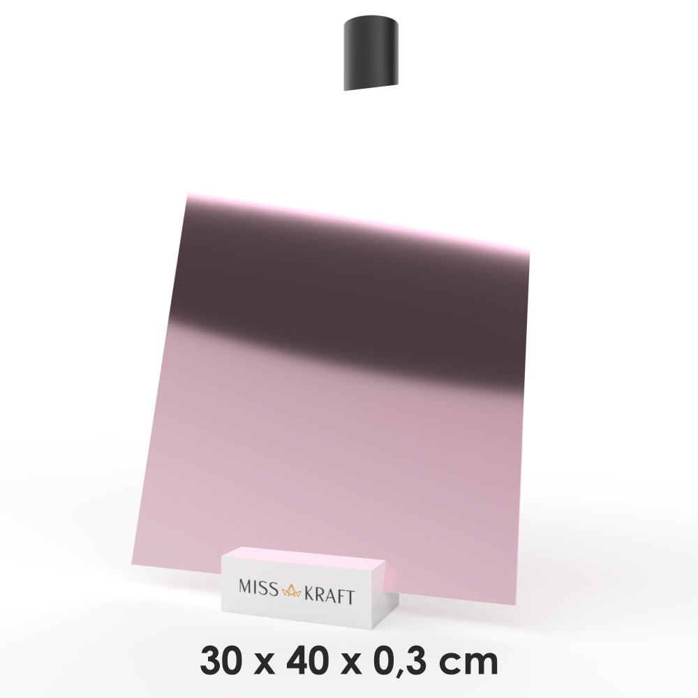 MissKraft - Plexiglass PMMA Acrylique -  Miroir Rose - 30 x 40 cm - Ép. 3 mm