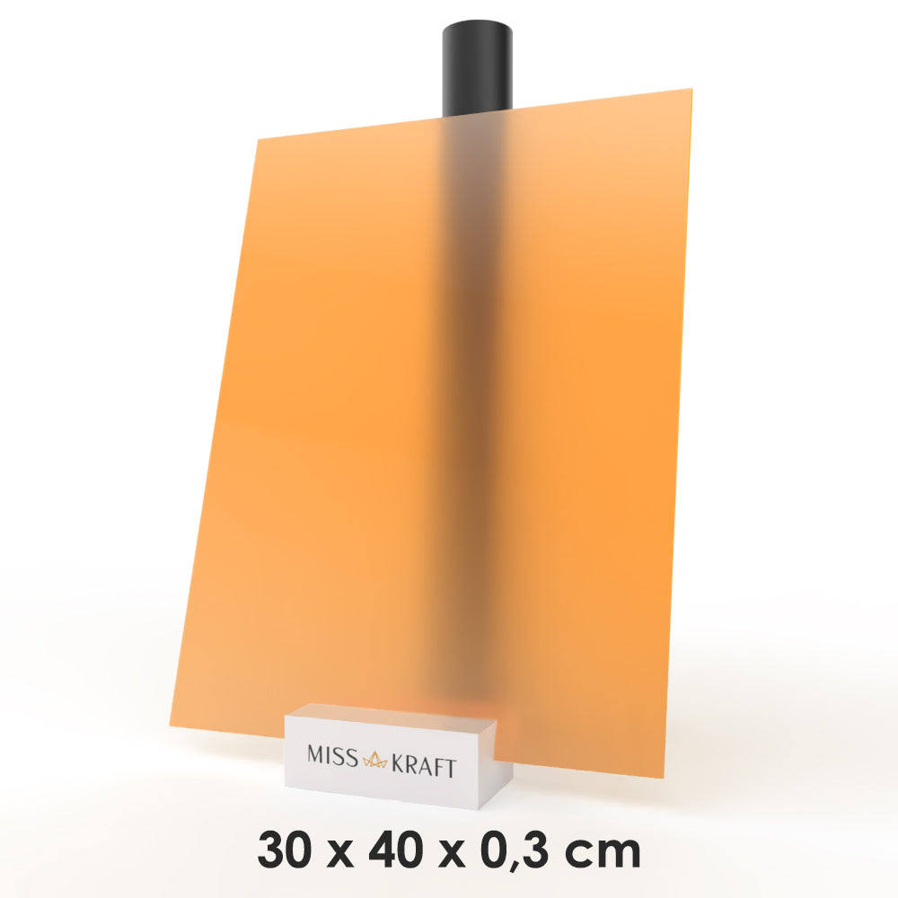 MissKraft - Plexiglass PMMA Acrylique - Orange Givré - 30 x 40 cm - Ép. 3 mm