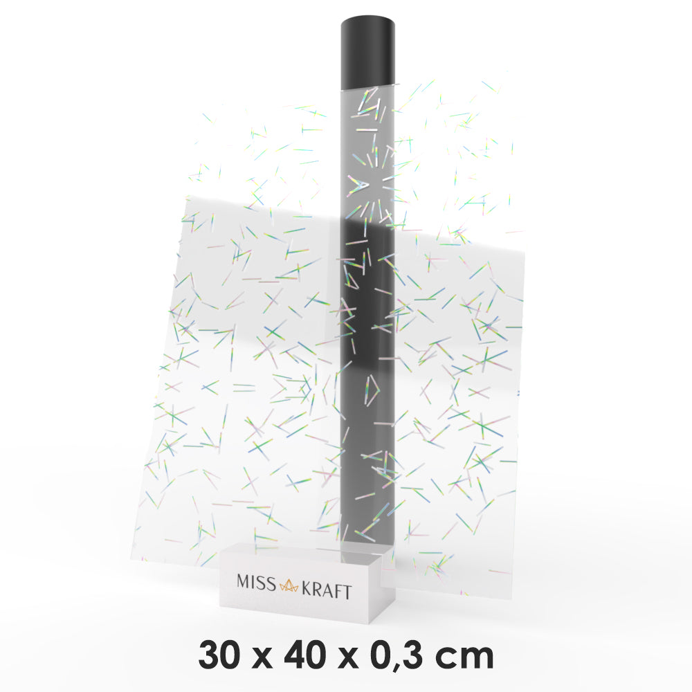 MissKraft - Plexiglass PMMA Acrylique - Transparent Confetti - 30 x 40 cm - Ép. 3 mm