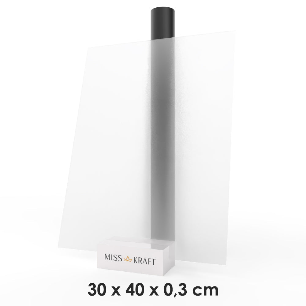 MissKraft - Plexiglass PMMA Acrylique - Transparent Givré - 30 x 40 cm - Ép. 3 mm