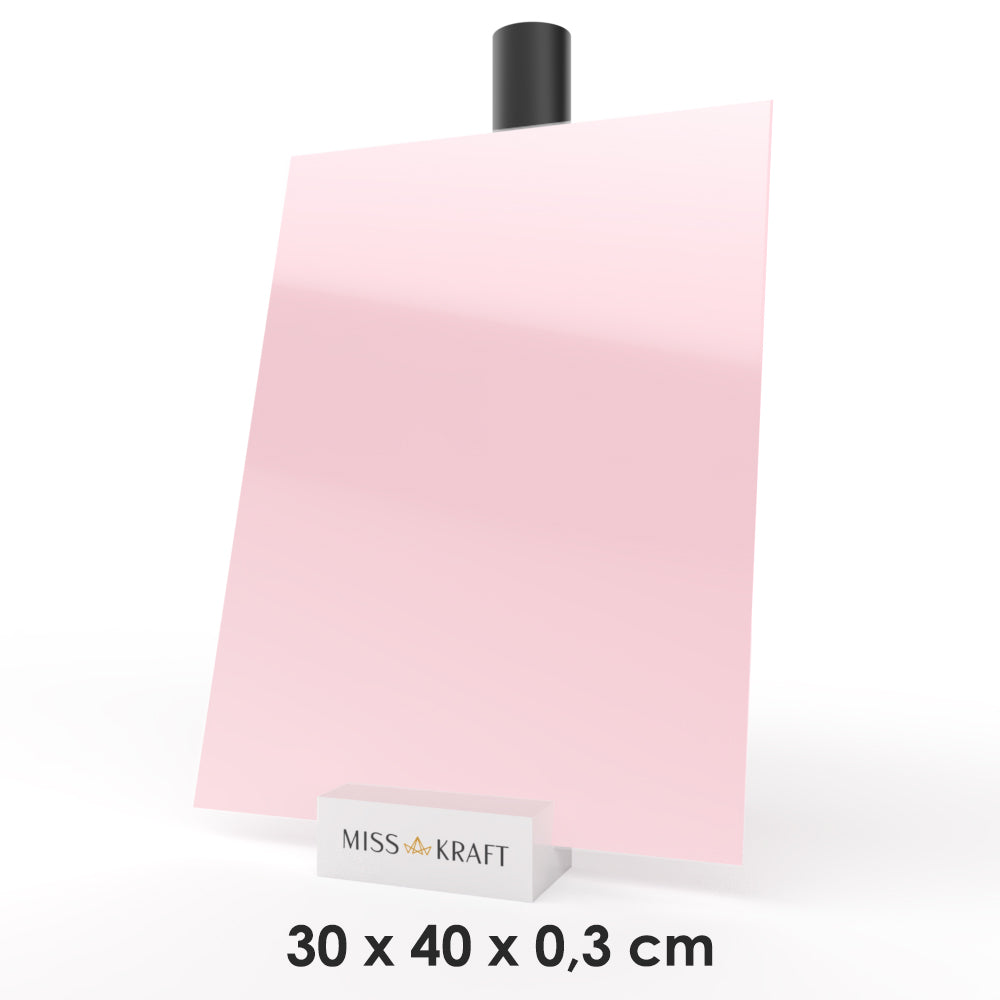 MissKraft - Plexiglass PMMA Acrylique - Rose Clair Pastel - 30 x 40 cm - Ép. 3 mm