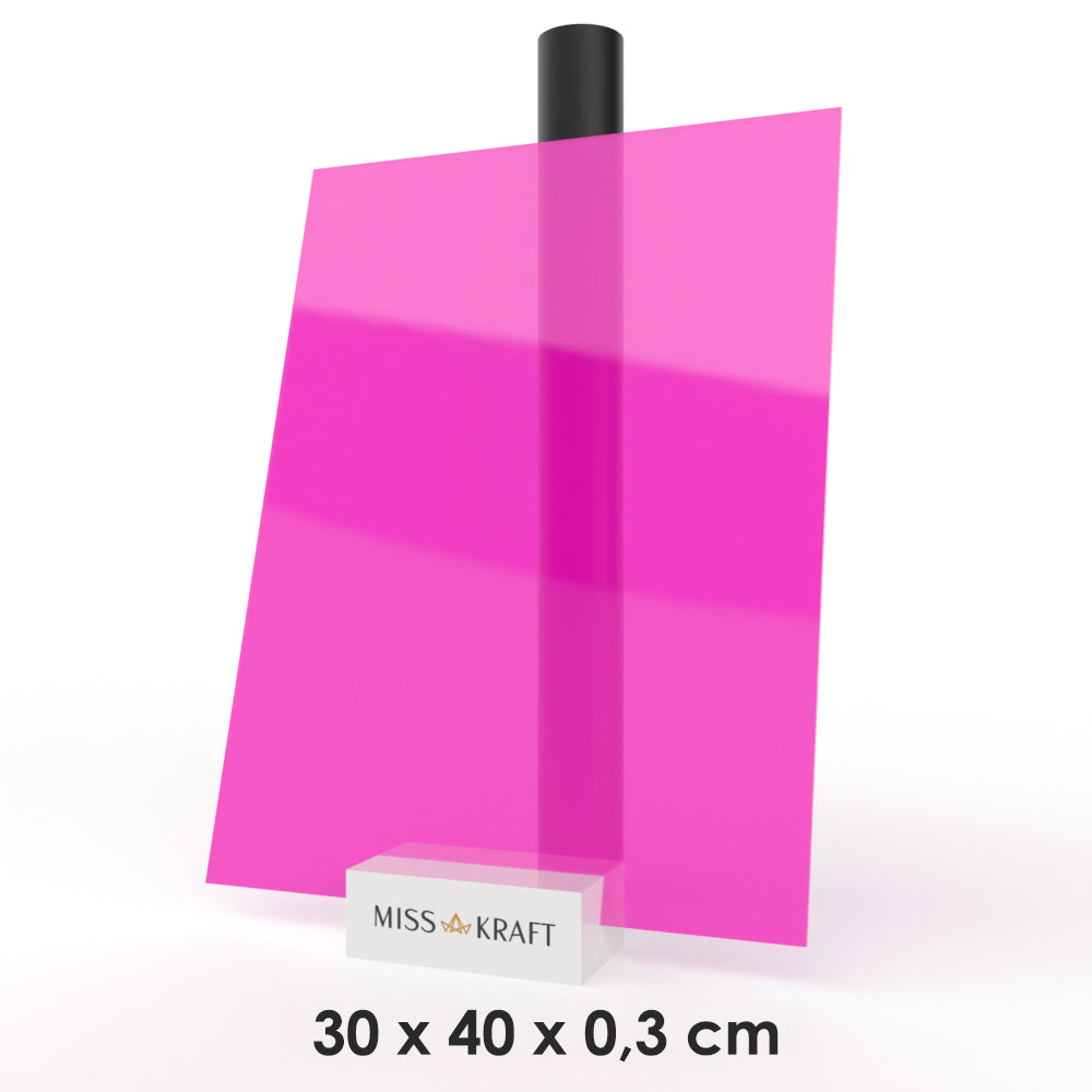 MissKraft - Plexiglass PMMA Acrylique - Rose Transparent - 30 x 40 cm - Ép. 2,8 mm