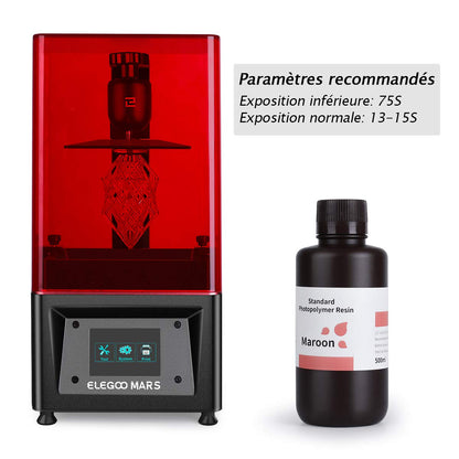 Pack ELEGOO - 3x Résine UV Standard - Bordeaux (Maroon) - 1 kg