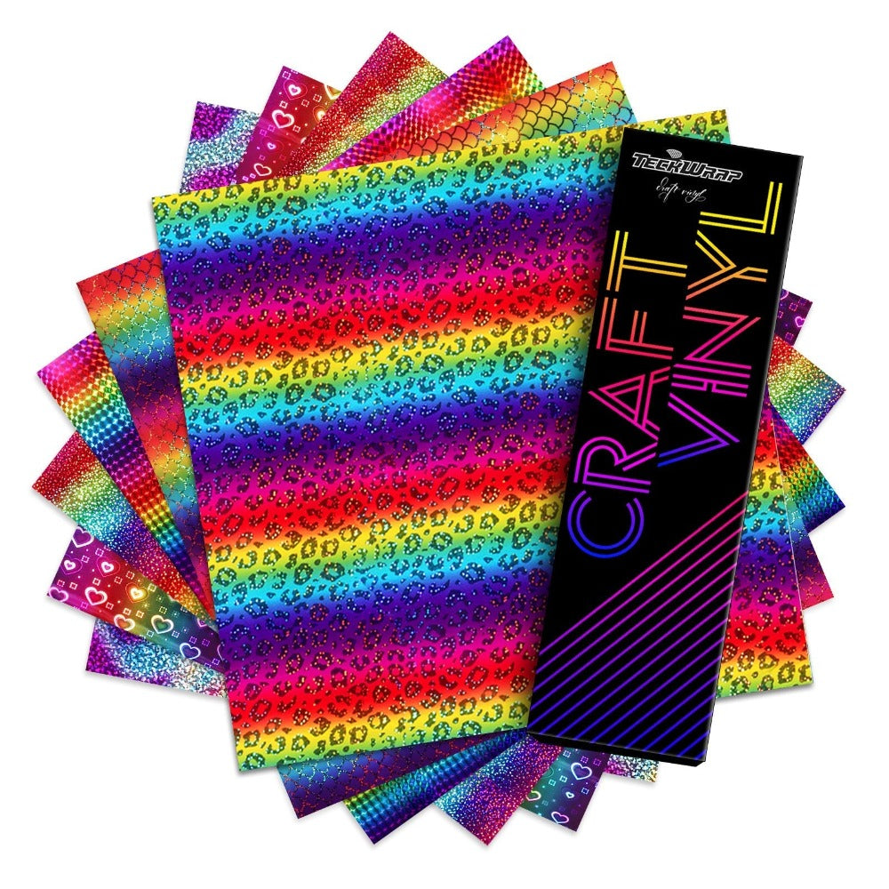 TeckWrapCraft  - Holo Rainbow - Vinyle holographique - Pack de 6 feuilles
