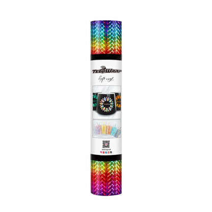 Vinyle adhesif 30 cm x 1.5 m Holo Rainbow Pattern Adhesive Vinyl - Rainbow Diamond - TeckwrapCraft