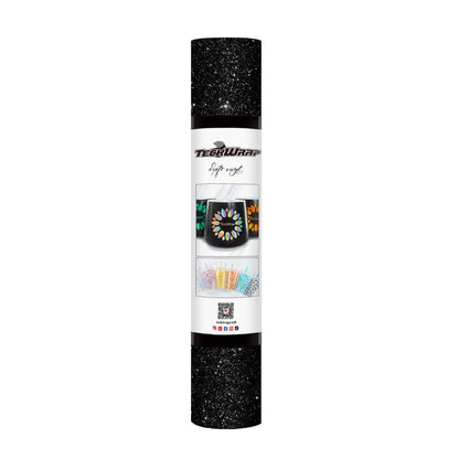 TeckWrapCraft - Glitter - Vinyle Adhésif Pailleté - Noir - 1,5 m