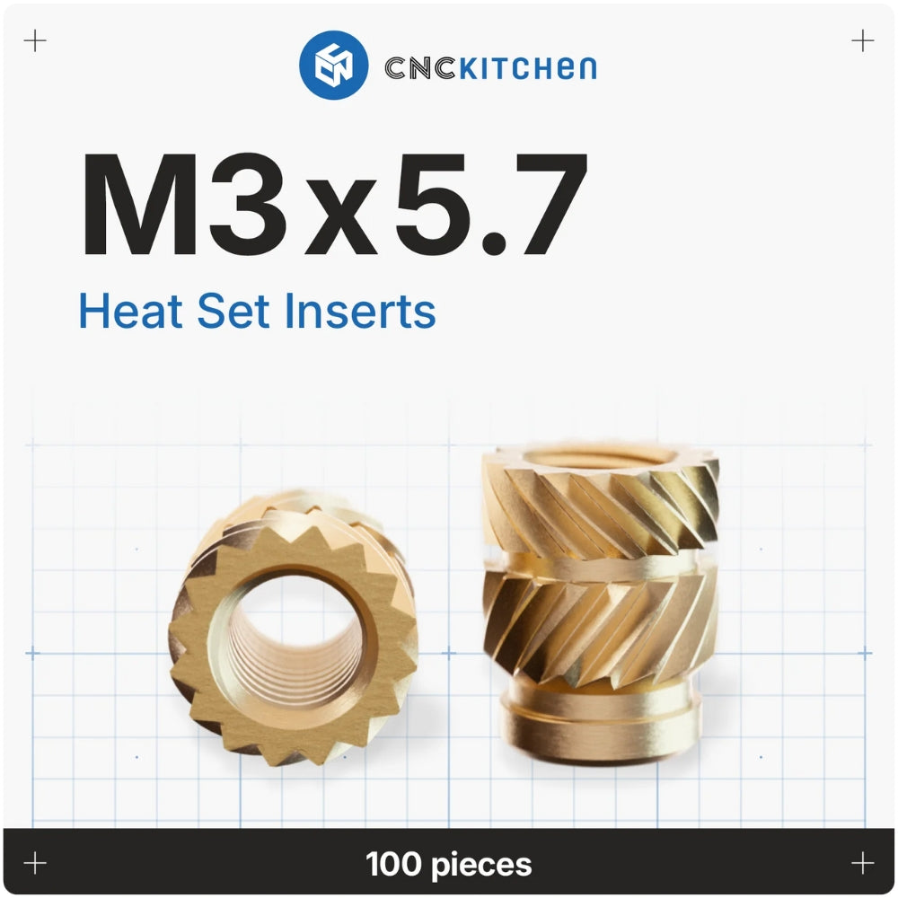 CNC Kitchen - Inserts Filetés M3x5.7 Standard - Lot de 100 pièces