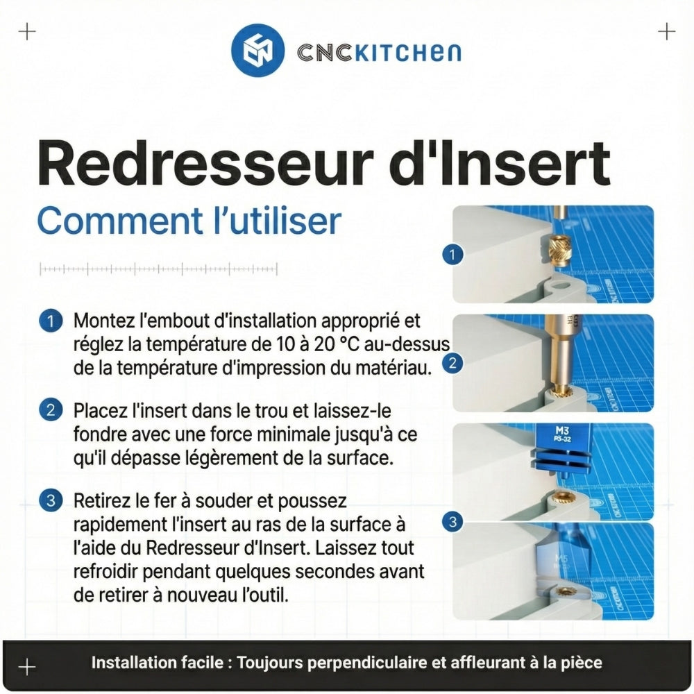 CNC Kitchen - Outil d’Insertion pour Inserts Filetés (Insert straightener) - M2/M2,5
