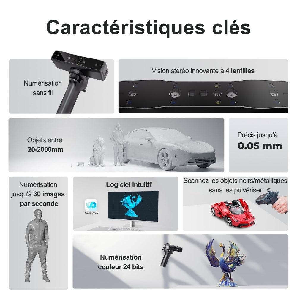 Creality - CR-Scan Otter Lite avec Poignée Lite Bridge - Sans Fil et Illimité