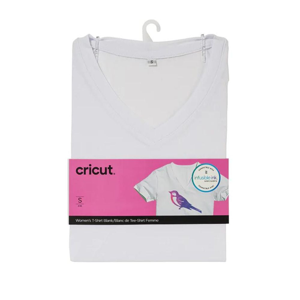 Cricut - Maker/Explore/Joy - T-shirt Femme col V - Blanc (White) - Taille S