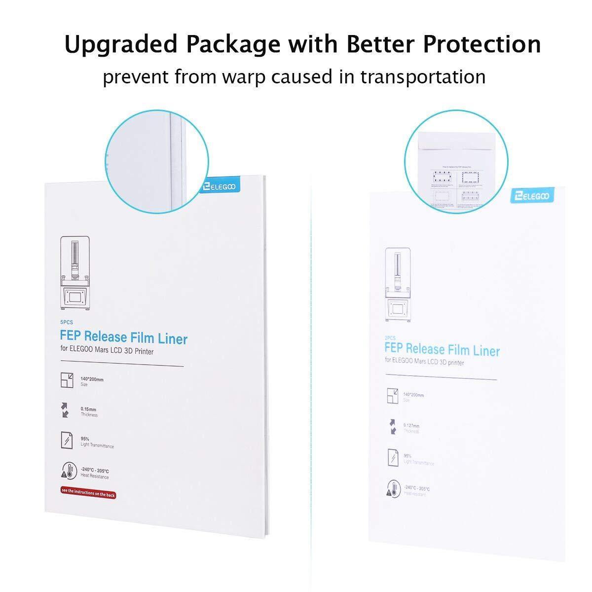 Elegoo - 5pcs/kit Film FEP pour Mars & Mars Pro 2/ Mars 2 & Mars 2 Pro  (200x140mm)