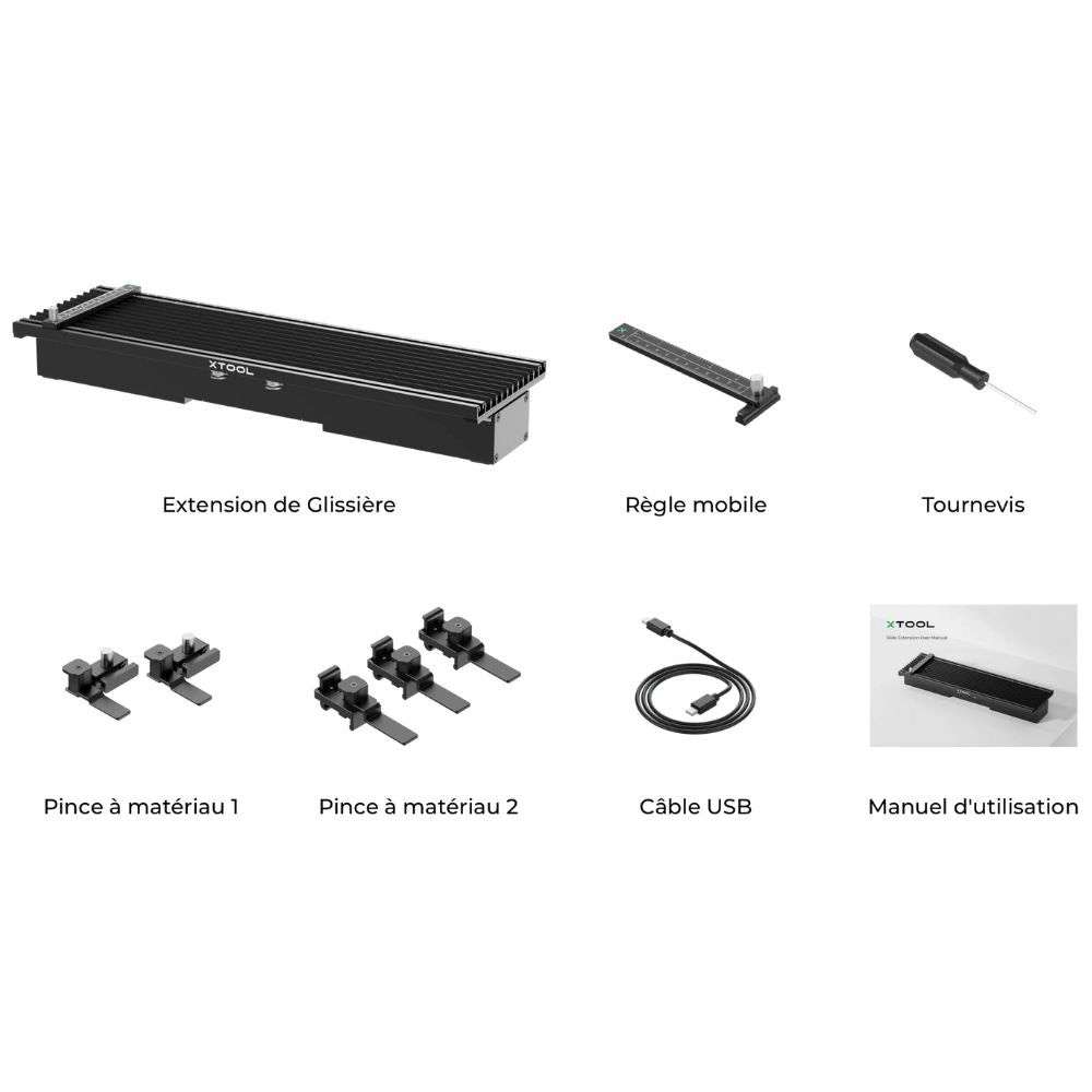 Extension glissière pour xTool F1 - liste objets