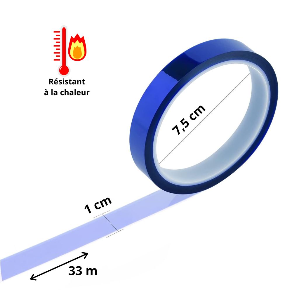 MissKraft - Ruban adhésif résistant à la chaleur - 1 cm x 33 m avec les tailles