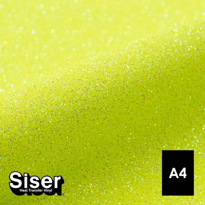 Siser - Glitter Flex - Feuille A4 Thermocollant - (G0022) Jaune Fluo Pailleté - 20 x 30 cm