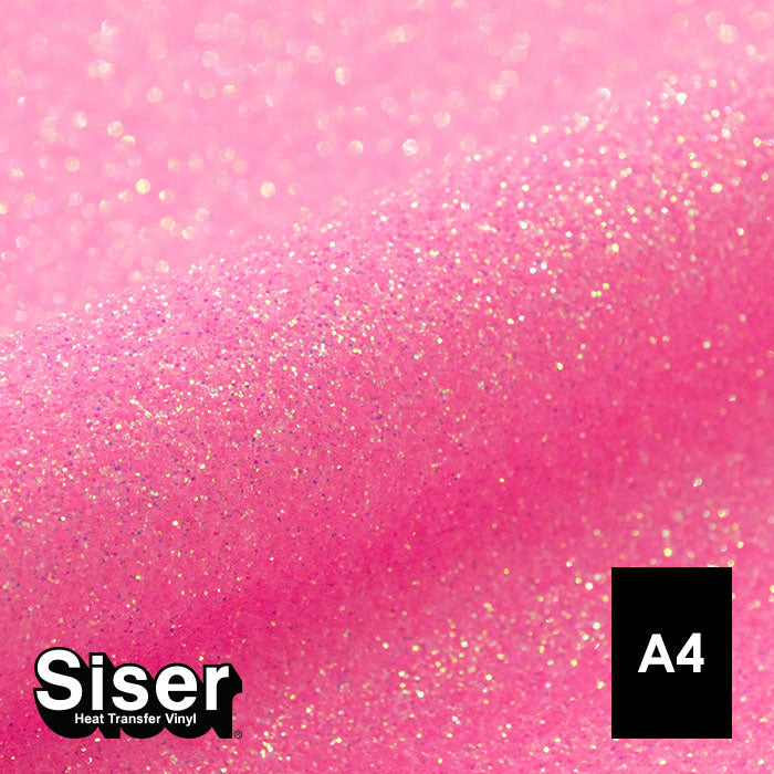 Siser - Glitter Flex - Feuille A4 Thermocollant - (G0024) Rose Fluo Pailleté - 20 x 30 cm