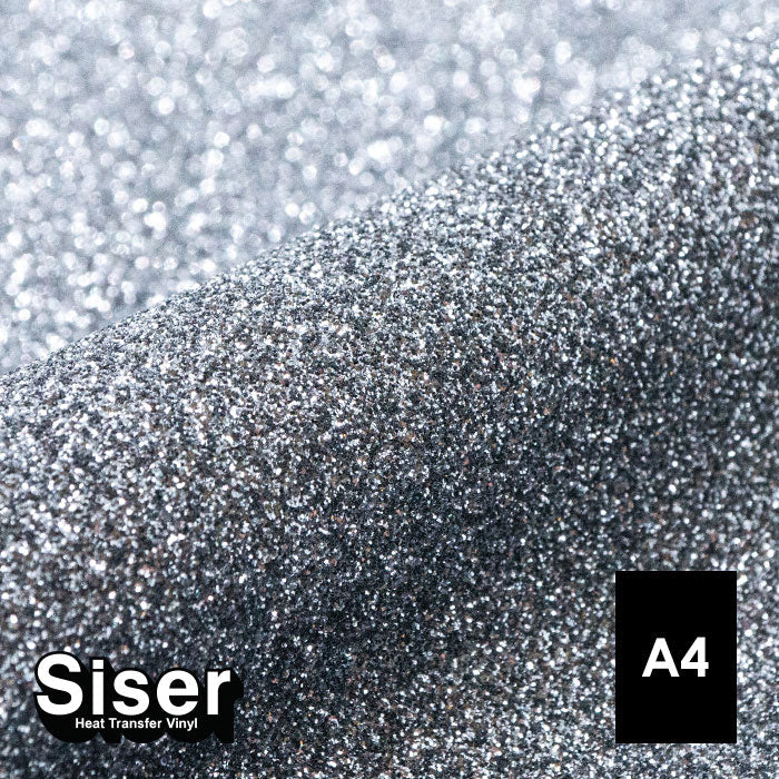 Siser - Glitter Flex - Feuille A4 Thermocollant - (G0061) Noir Argent Pailleté - 20 x 30 cm