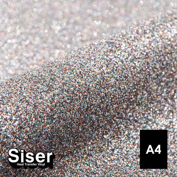 Siser - Glitter Flex - Feuille A4 Thermocollant - (G0064) Multicolore Pailleté - 20 x 30 cm