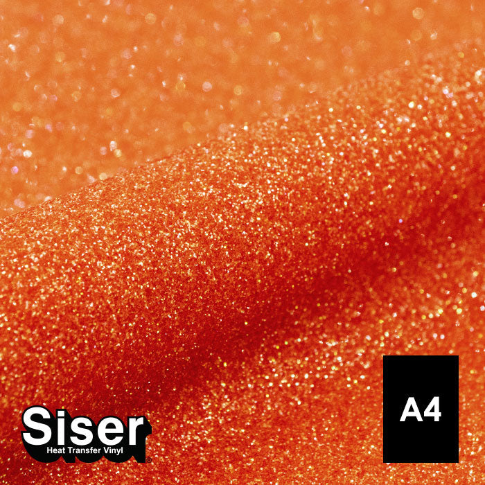 Siser - Glitter Flex - Feuille A4 Thermocollant - (G0111) Orange Braise Pailleté - 20 x 30 cm