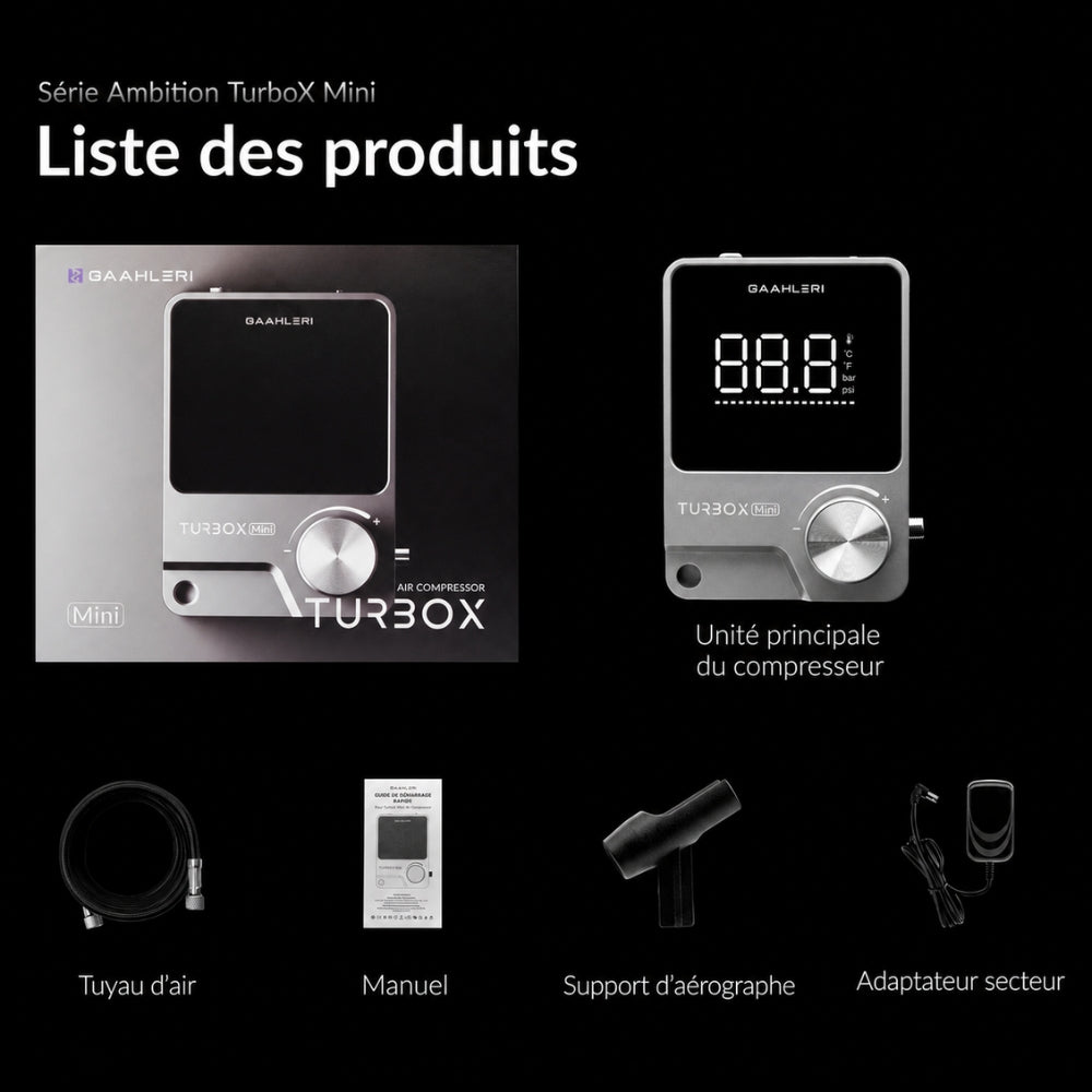 Gaahleri - Turbox Mini - Compresseur d'Air pour Aérographe (Air Compressor)