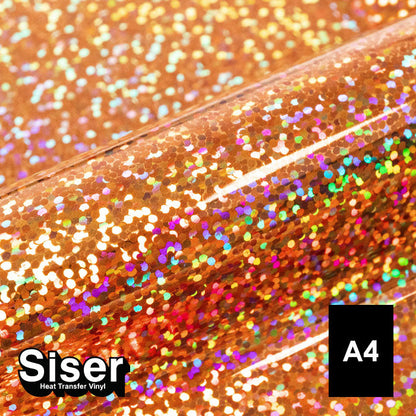Siser - Holographic Flex - Feuille A4 Thermocollant - (H0006) Orange - 20 x 30 cm