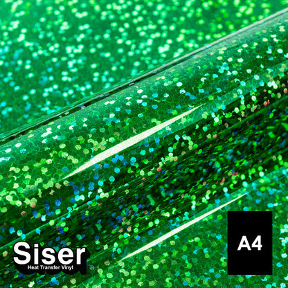 Siser - Holographic Flex - Feuille A4 Thermocollant - (H0009) Vert - 20 x 30 cm
