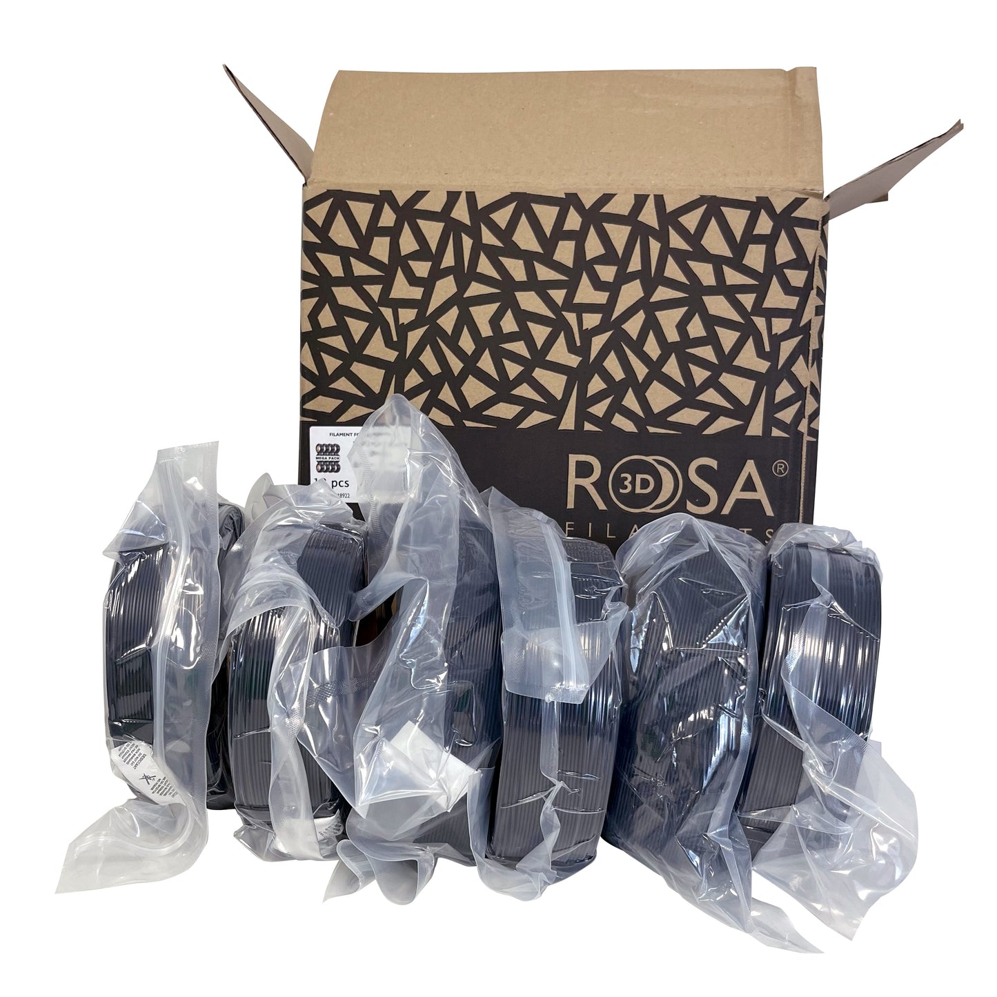 Rosa3D - MEGAPACK PLA Starter - Noir (Black) - 1,75 mm - 12x1 kg Refill