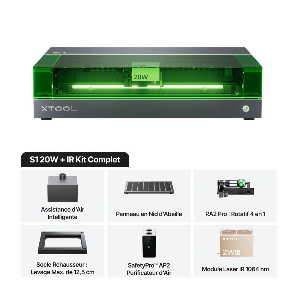 xTool  - S1 20W + IR 1064 - Kit Complet