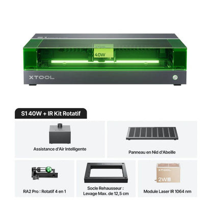xTool - S1 40W + IR - Kit Rotatif