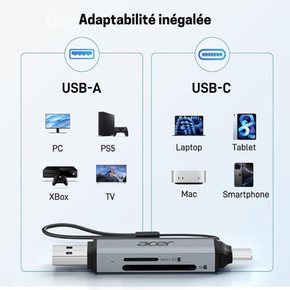 Lecteur de Carte SD/Micro - Adaptateur USB 3.0