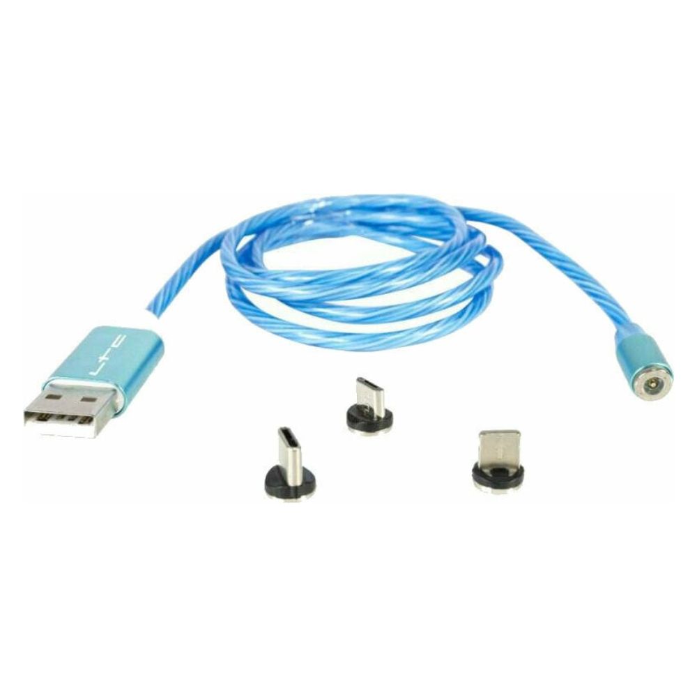 Lotronic - Câble de Charge Magnétique Lumineux - Bleu - 1 m