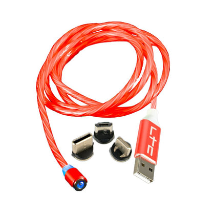 Lotronic - Câble de Charge Magnétique Lumineux - Rouge - 1 m