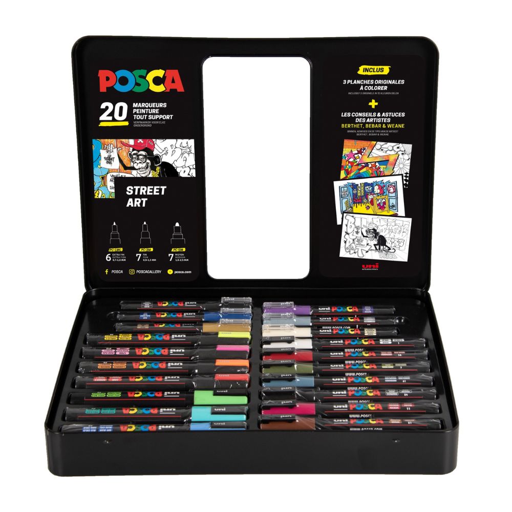 POSCA - Mallette de 20 marqueurs - Street Art (Berthnet + Bebar + Weane)