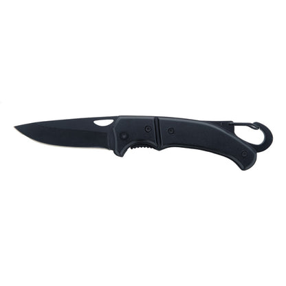 MissKraft - Couteau de poche Angus en métal noir avec mousqueton