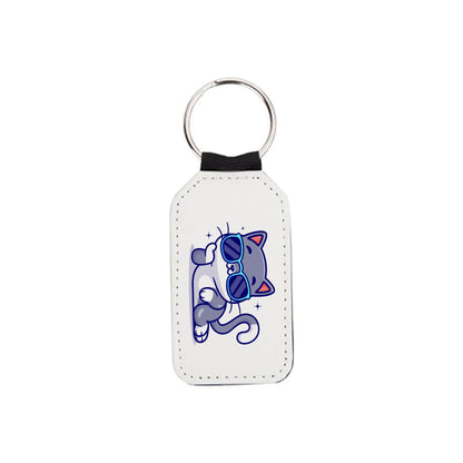 Craft Express - Sublimation - 4 Porte-clés en Similicuir - Blanc