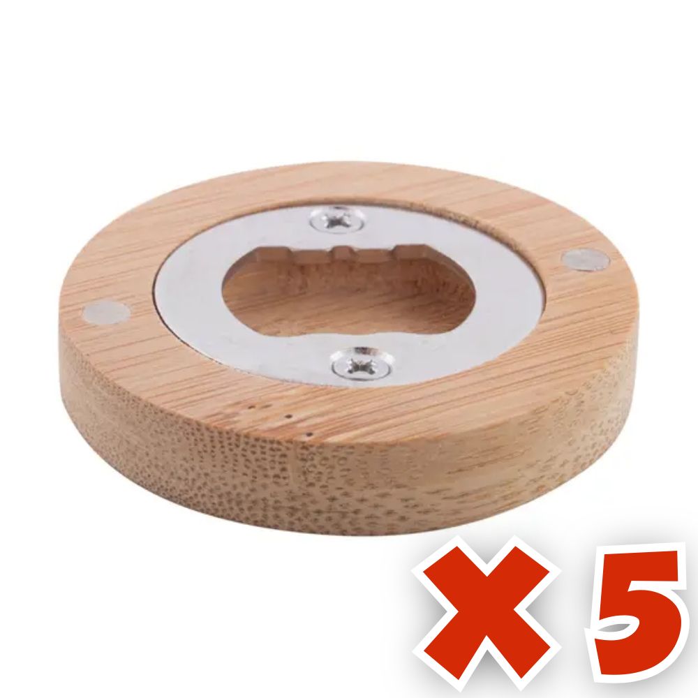 MissKraft - 5 Ouvre-Bouteilles Rond en Bambou - ø 6 cm